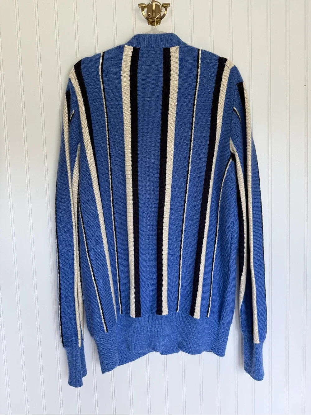 Aimé Leon Dore Striped Cardigan L Blue Cream Navy Wool Mohair Cotton Blend ALD